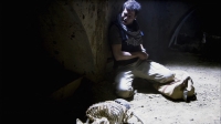 Matt Rippy in Bonekickers cave with skeleton
